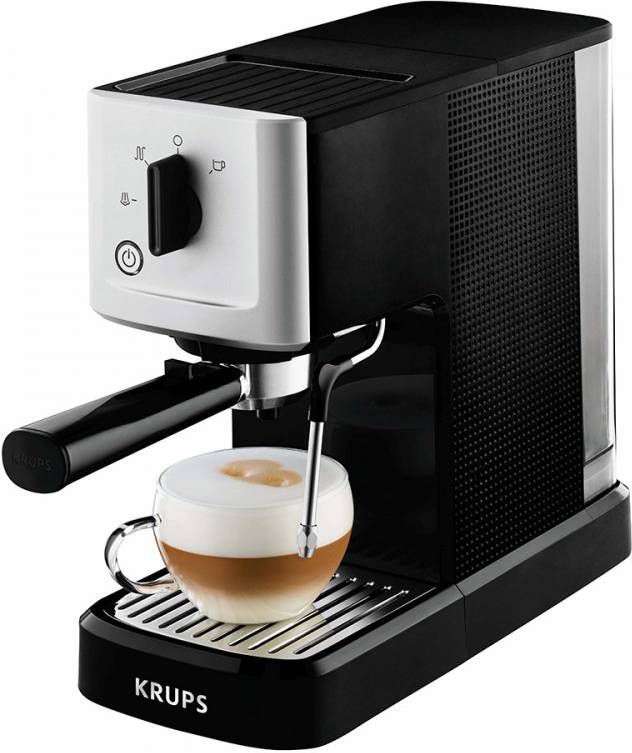 Krups Espressomachine Calvi Steam & Pump XP3440, Edelstaal, 1 L waterreservoir, zeer compact, snelle opwarming