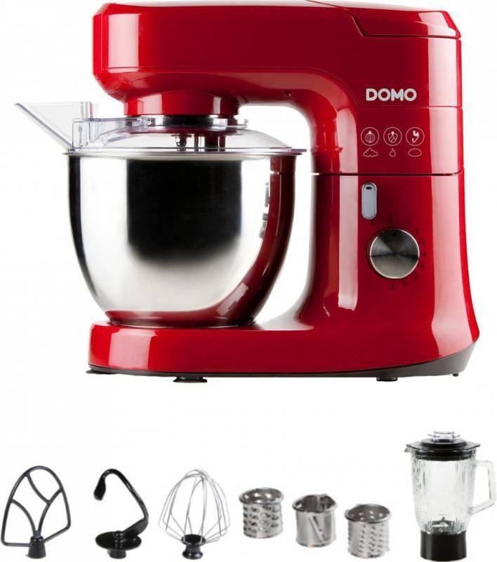 DOMO Do9145kr Keukenmachine 700w Met Blender En Groentensnijder Rood