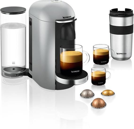 Nespresso Krups koffieapparaat VertuoPlus Deluxe Rond(Zilver )