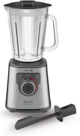 Krups Blender KB403D Perfect Mix+ Standmixer met extra vermogen, 28.000 RPM, 2 liter inhoud glazen container, 3 vaste programma’s, Powelix technologie, edelstaal