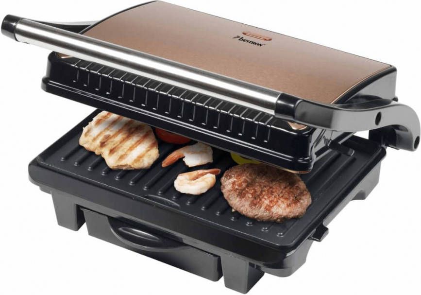 Bestron Panini grill ASW113CO 1000 W zwart en koperkleurig