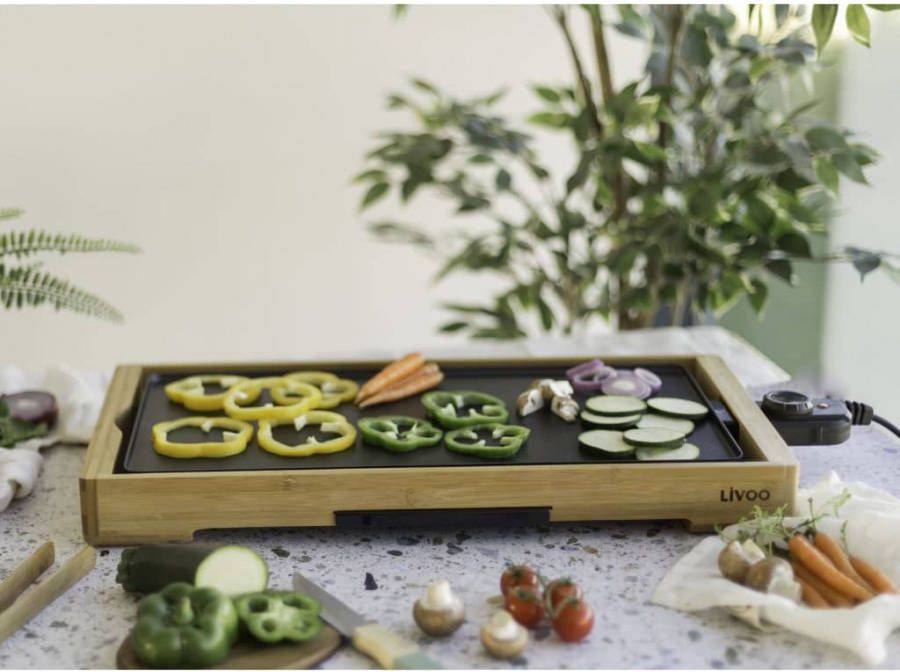 Livoo Grill 2200 W 58x30x6 cm bamboe houtkleurig